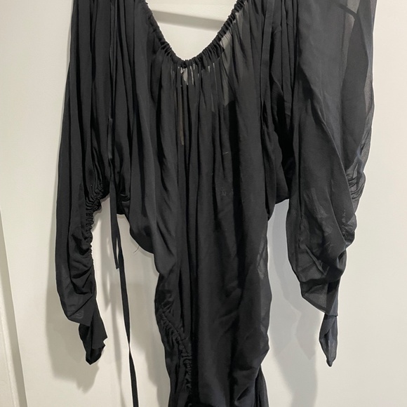 All Saints Spitalfields Black Sheer Bunched Up Dress size 12 NWT - Picture 10 of 14